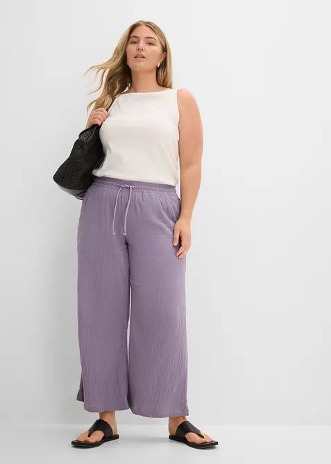 Palazzobyxa i luftig muslin, bonprix