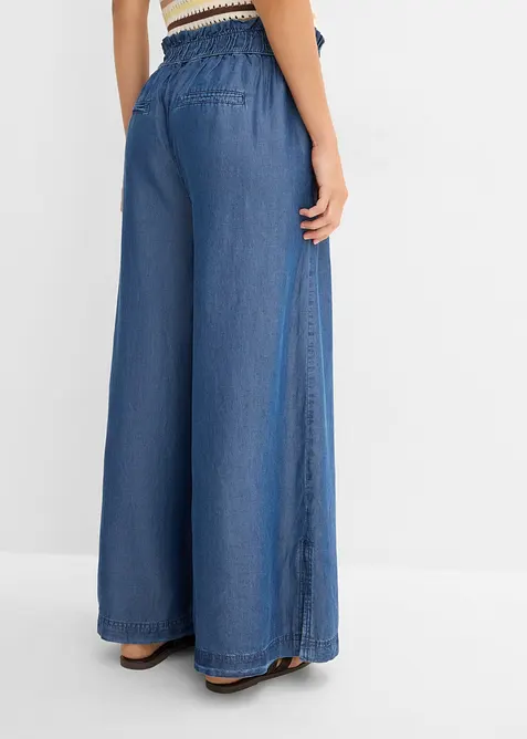 F&ouml;ljsamma palazzojeans med slits i sidan, 7/8-l&auml;ngd, bonprix
