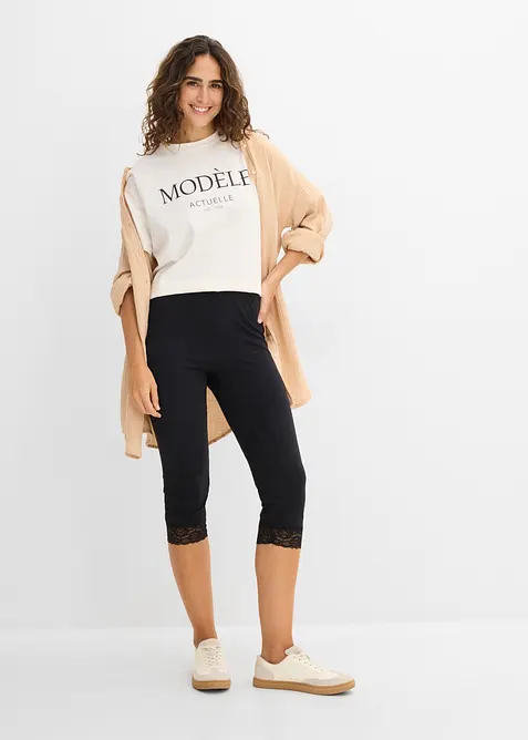 Caprileggings med spetsdetalj, bonprix