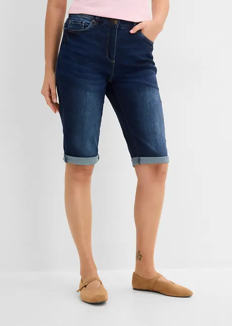 Jeansbermudas Mid Waist, med bekv&auml;m midja, bonprix