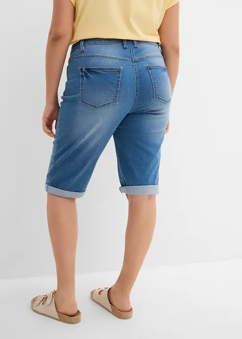 Jeansbermudas Mid Waist, med bekv&auml;m midja, bonprix