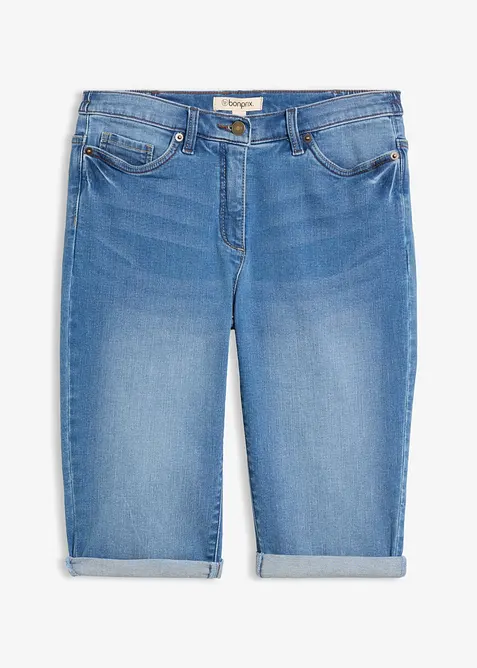Jeansbermudas Mid Waist, med bekv&auml;m midja, bonprix