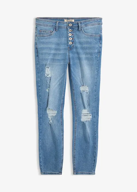 Korta stupr&ouml;rsjeans med destroyed-look, bonprix