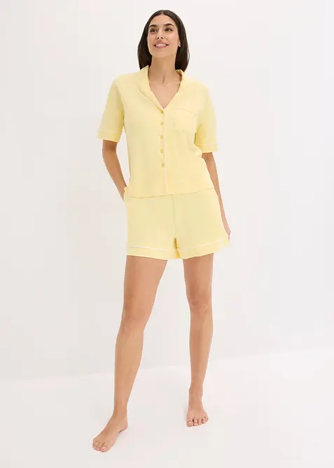 Pyjamas med shorts, i mjuk viskosmix, bonprix