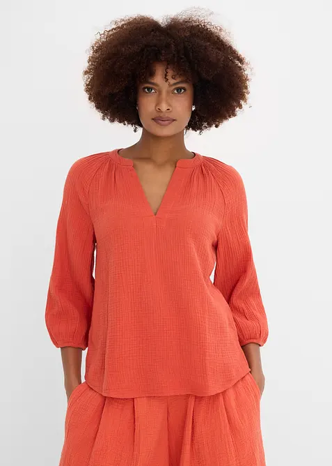 Muslinblus i oversizemodell av bomull, bonprix