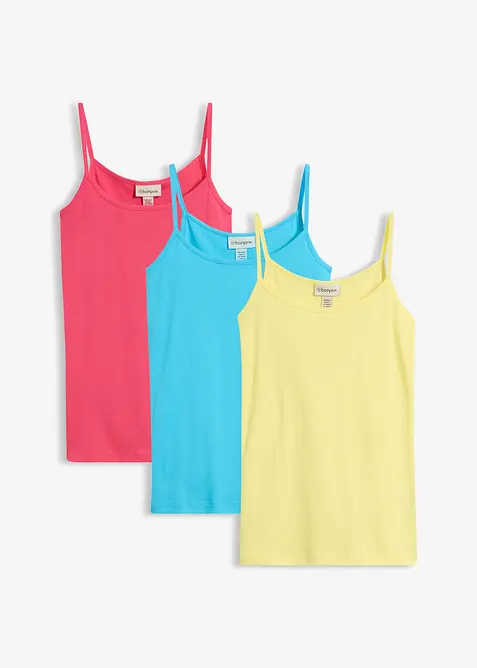 Linne med smala axelband (3-pack), bonprix