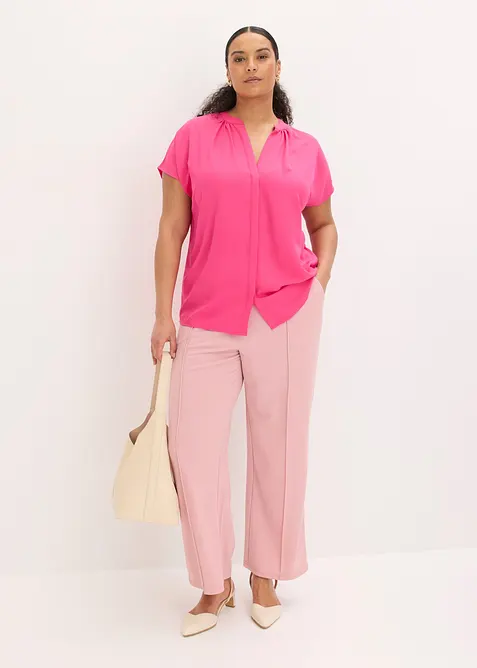 Kort&auml;rmad blus med dold knappsl&aring;, bonprix