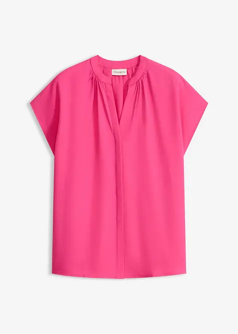 Kort&auml;rmad blus med dold knappsl&aring;, bonprix