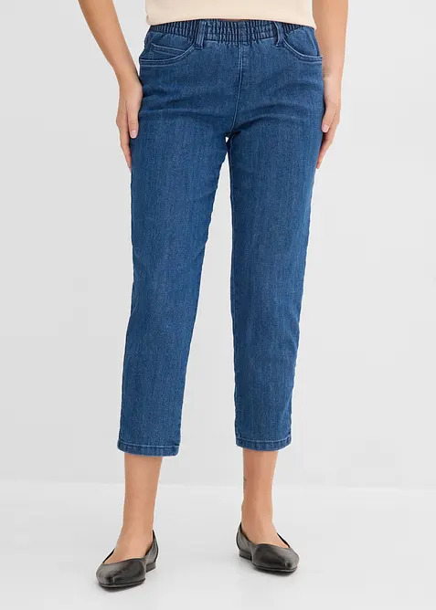 Jeans med bekv&auml;m medelh&ouml;g midja (2-pack), raka ben, bonprix