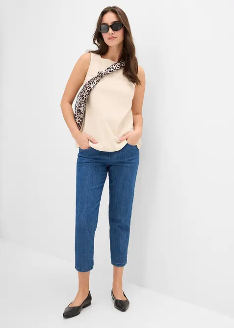 Jeans med bekv&auml;m medelh&ouml;g midja (2-pack), raka ben, bonprix