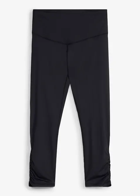 Tr&auml;ningsleggings i capril&auml;ngd med rynkning, snabbtorkande och mycket l&auml;tt material, bonprix