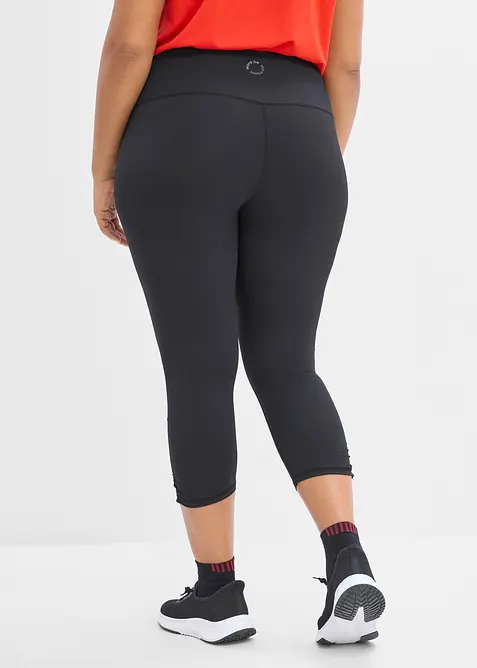 Tr&auml;ningsleggings i capril&auml;ngd med rynkning, snabbtorkande och mycket l&auml;tt material, bonprix