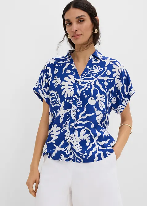 Skjortblus i f&ouml;ljsam viskos, bonprix