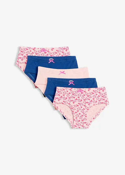 Hipstertrosa med mjuk bomull och liten satinrosett (5-pack), bonprix