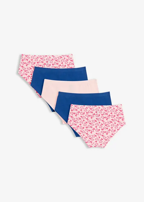 Hipstertrosa med mjuk bomull och liten satinrosett (5-pack), bonprix