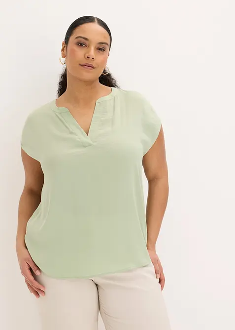 Ledig satinblus med &ouml;verskurna &auml;rmar, bonprix