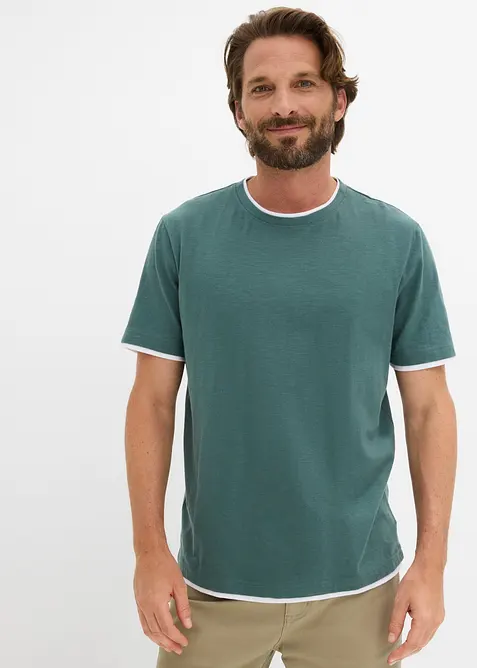 T-shirt av slubbgarn med 2-i-1-look, bonprix