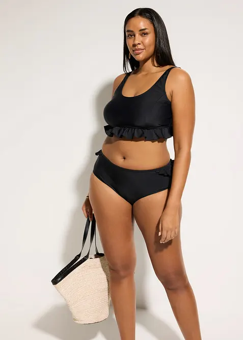 Bikinibyxa med h&ouml;g midja och rysch, snabbtorkande, bonprix