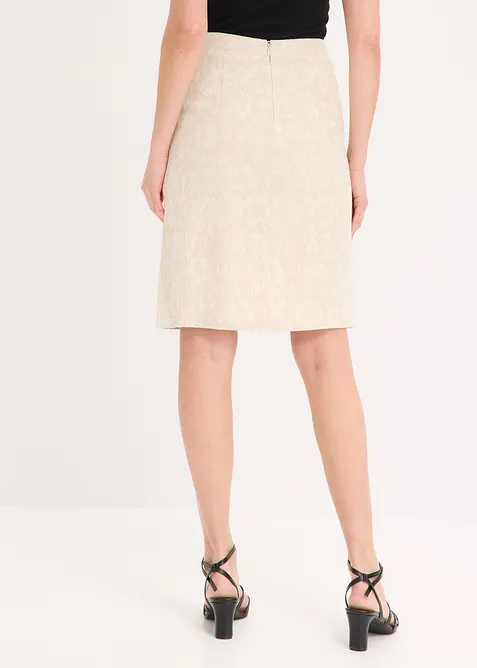 Kjol av bomullsjacquard med linneandel, bonprix