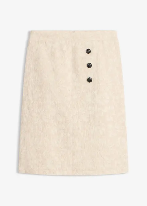 Kjol av bomullsjacquard med linneandel, bonprix