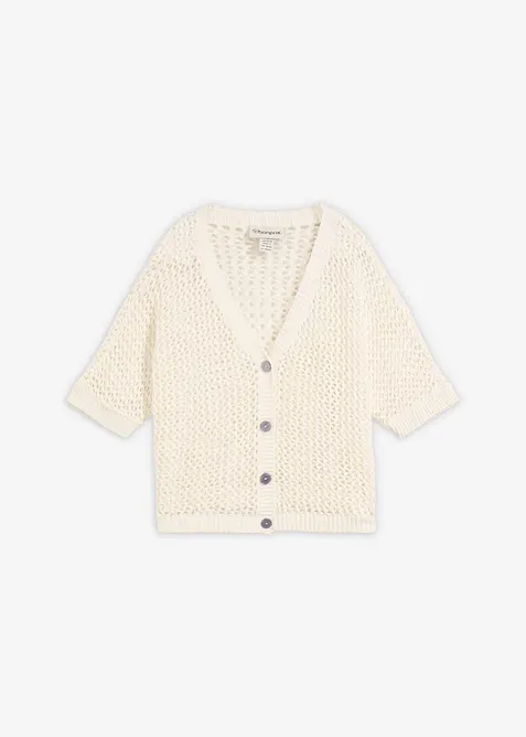 H&aring;lm&ouml;nstrad cardigan med lin, bonprix