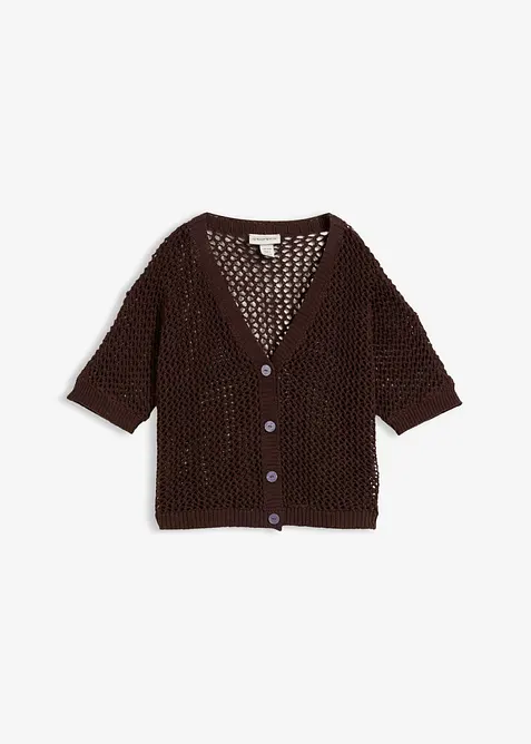 H&aring;lm&ouml;nstrad cardigan med lin, bonprix