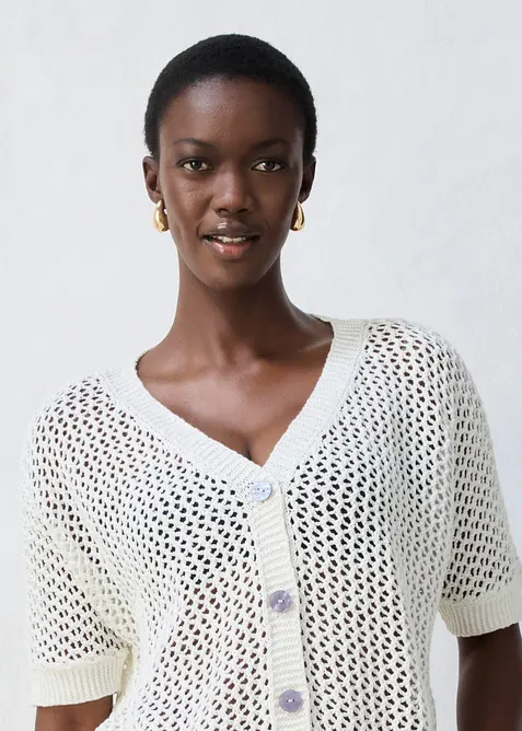 H&aring;lm&ouml;nstrad cardigan med lin, bonprix