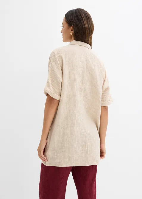 L&aring;ng blus i oversizemodell av bomullsmuslin, bonprix