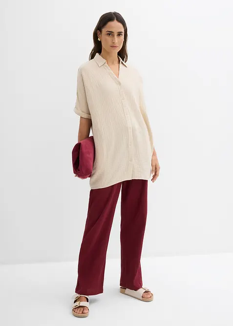 L&aring;ng blus i oversizemodell av bomullsmuslin, bonprix