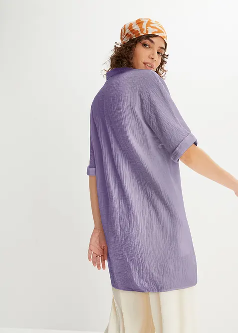 L&aring;ng muslinblus i oversizemodell av bomullsmuslin, bonprix