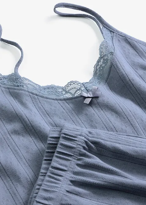 Pyjamas av pointelletrik&aring;, med shorts, bonprix