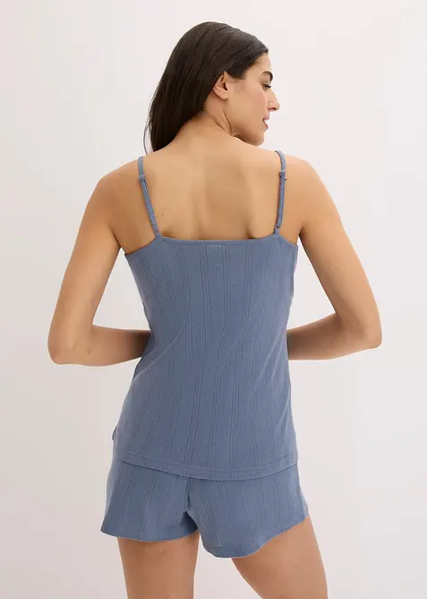 Pyjamas av pointelletrik&aring;, med shorts, bonprix