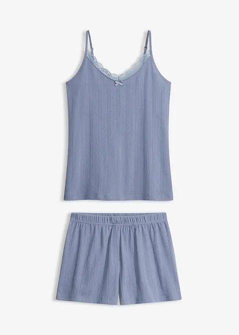 Pyjamas av pointelletrik&aring;, med shorts, bonprix