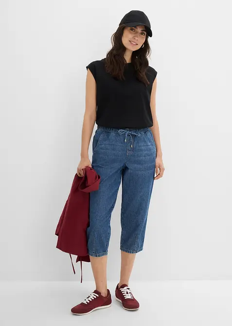 Barrel Jeans Mid Waist, cropped, bonprix