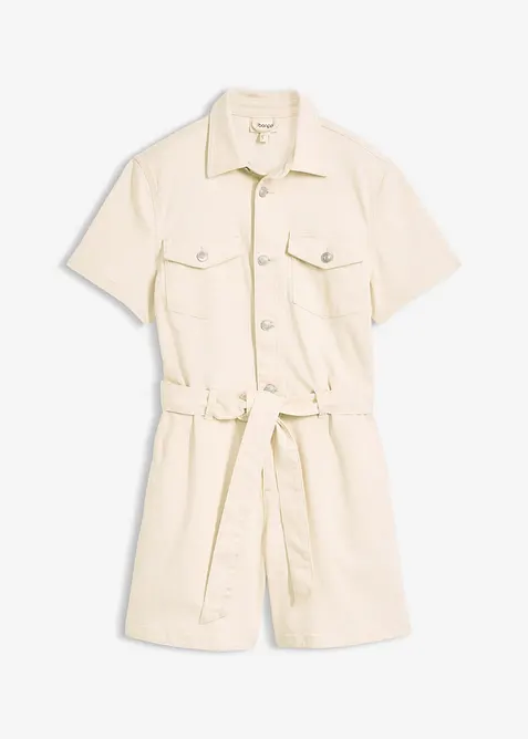 Jeansjumpsuit med korta &auml;rmar, bonprix