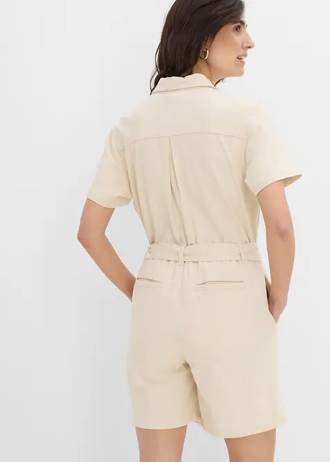 Jeansjumpsuit med korta &auml;rmar, bonprix