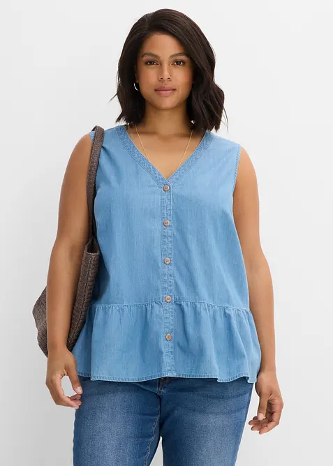 Bluslinne i denim av ekologisk bomull, bonprix