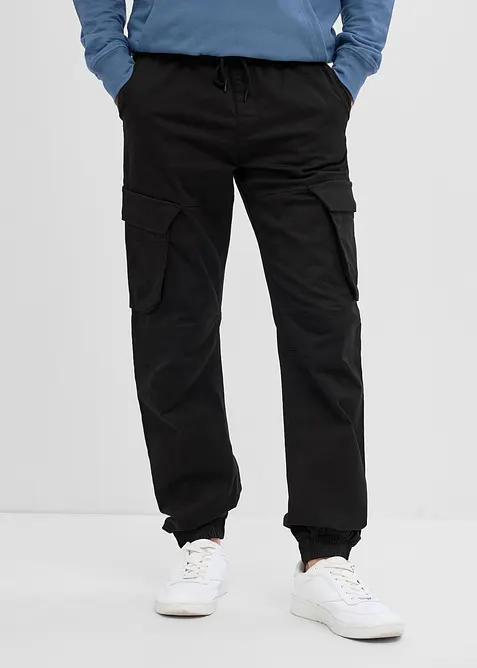 Cargobyxa i dra p&aring;-modell med raka ben, normal passform, bonprix
