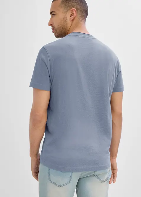 T-shirt i ekologisk bomull med kort knappsl&aring;, bonprix
