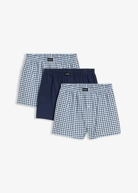 Ledigt skurna jerseyboxershorts i bomull (3-pack), bonprix