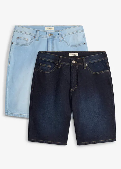 Stretchiga jeansshorts (2-pack), Regular Fit, bonprix