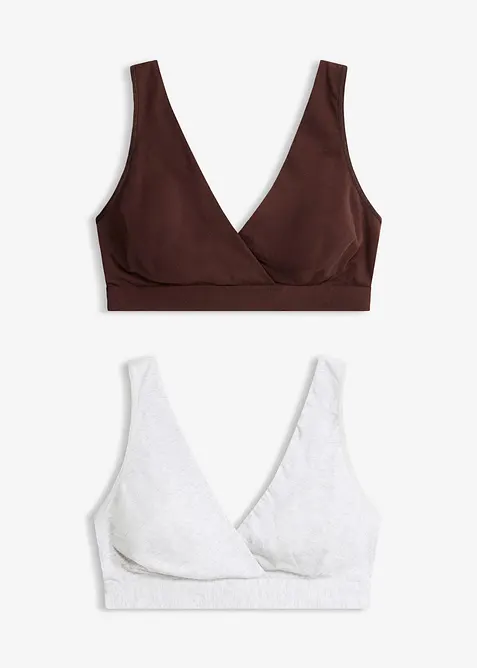 Amningsbeh&aring; utan bygel, med ekologisk bomull (2-pack), bonprix
