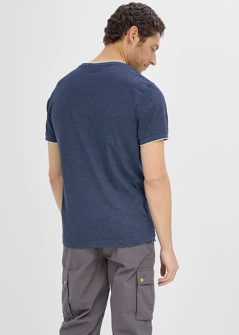T-shirt med V-ringning med dubbel kant, bonprix