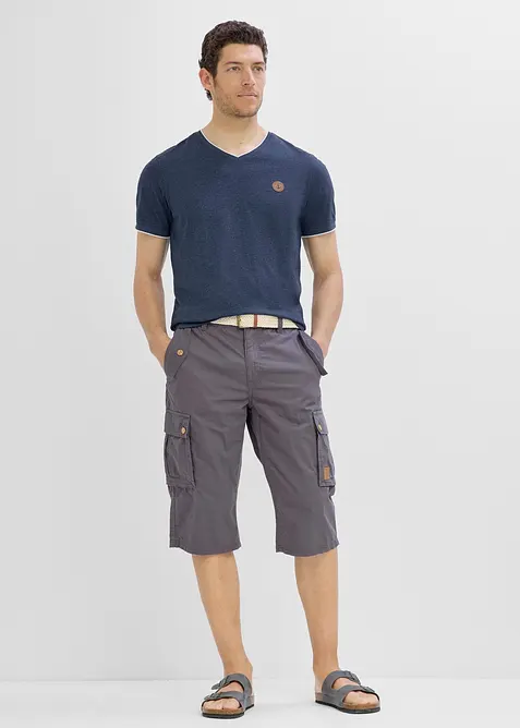T-shirt med V-ringning med dubbel kant, bonprix