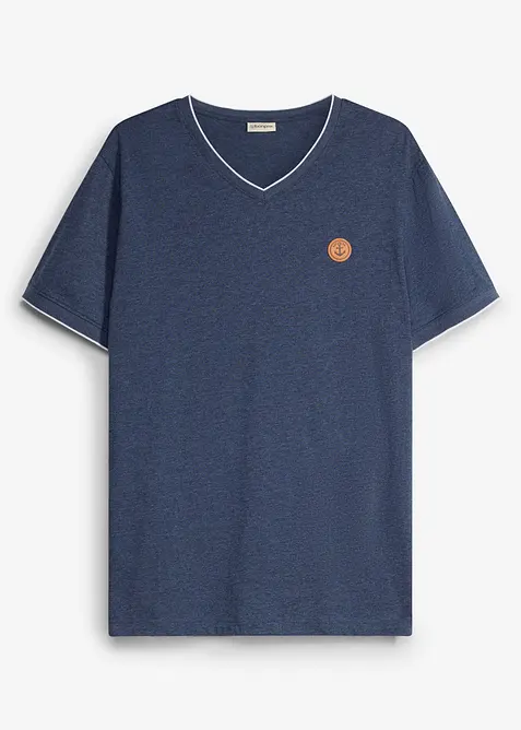 T-shirt med V-ringning med dubbel kant, bonprix