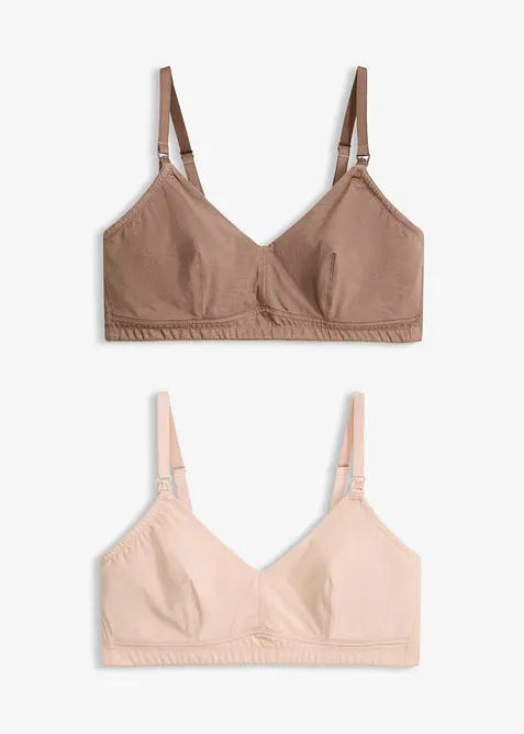 Amningsbeh&aring; utan bygel med ekologisk bomull (2-pack), bonprix