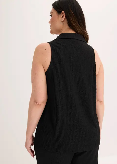 &Auml;rml&ouml;s topp i kr&auml;ppat material med struktur, bonprix