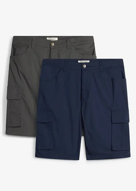 Stretchiga shorts i cargomodell (2-pack), bonprix