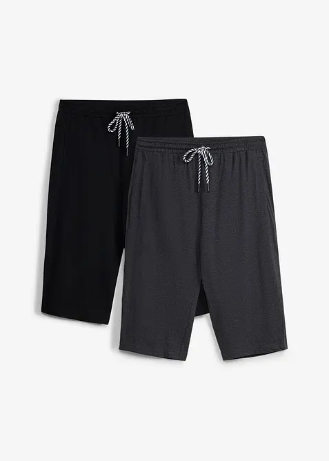 Jerseyshorts i l&aring;ng modell med ekologisk bomull (2-pack), bonprix