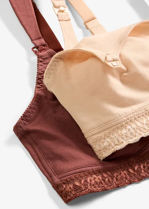 Amningsbeh&aring; utan bygel, med ekologisk bomull (2-pack), bonprix
